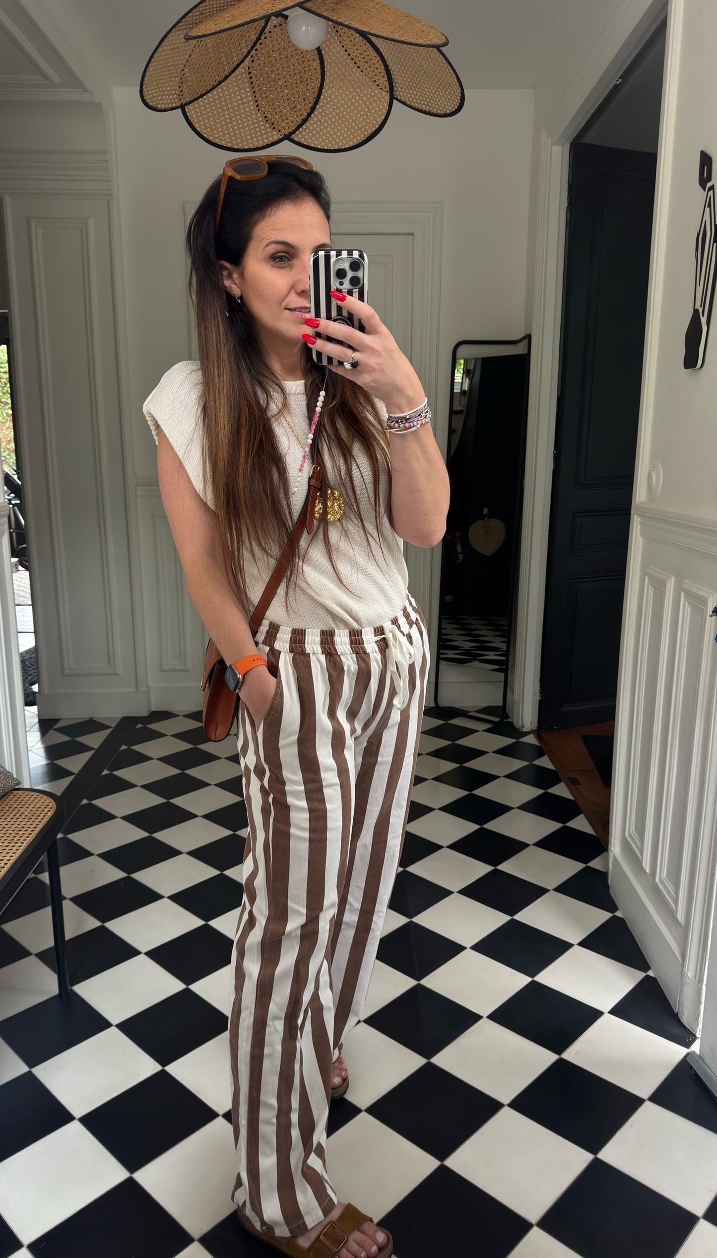 Pantalon à rayures Chocolat